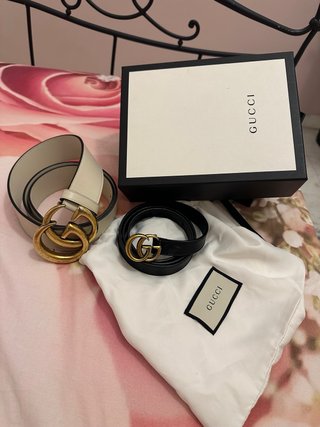 Coppia cinture Gucci Double G – nera + beige