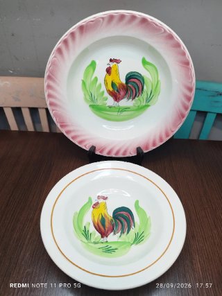 2 Platos Porcelana Francesa Antiguos Gallo