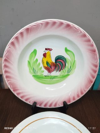 2 Platos Porcelana Francesa Antiguos Gallo