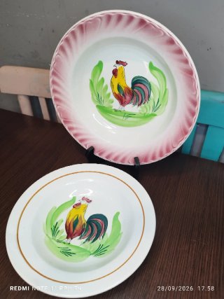 2 Platos Porcelana Francesa Antiguos Gallo
