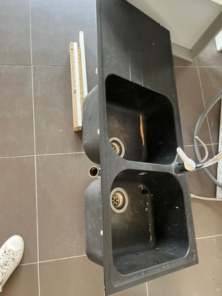 Lavello cucina nero doppia vasca + miscelatore