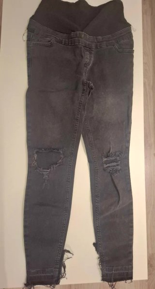 Pantalones vaqueros negrod-grises rotos premamá