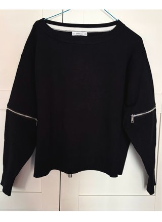 Jersey oversize punto negro Zara con cremalleras