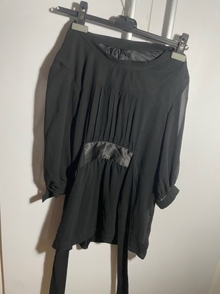 Blusa negra gasa con lazada