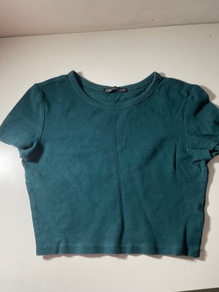 Zara Top Manga Corta Verde