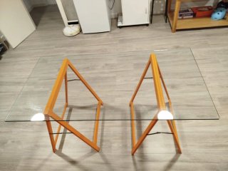 Escritorio de Cristal con Caballetes