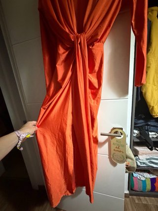 Vestido de fiesta color teja