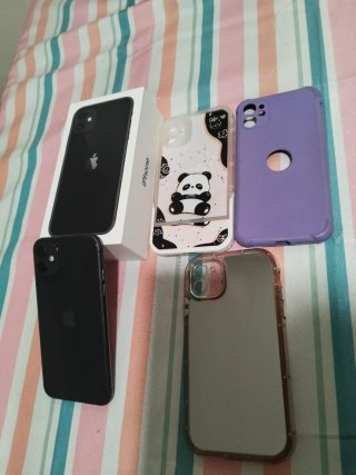 iPhone 11 + 3 fundas + cargador completo