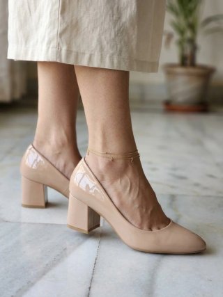 Zapatos de Salón Charol Beige