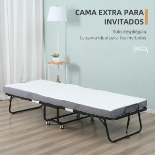 Cama plegable 200x90 cm con ruedas