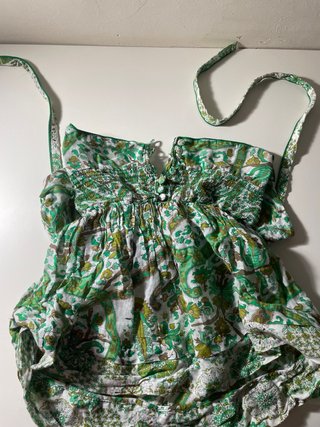 Top estampado verde y blanco
