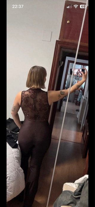 Mono y chal marrón talla única