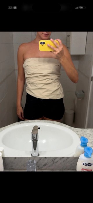 Top Mango sin mangas drapeado talla única