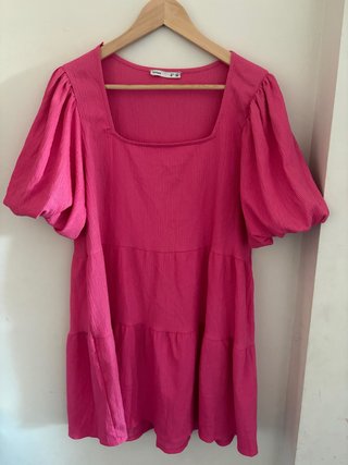 Vestido rosa fucsia babydoll Lefties Talla S