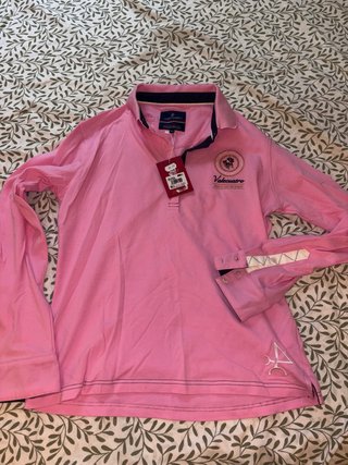 Polo Manga Larga Valecuatro Rosa Talla XXL.