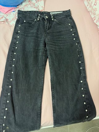 Pantalón Vaquero Negro Bershka Talla S