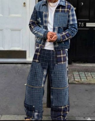 Pantaloni Givenchy Patchwork Plaid Wide-Leg unisex