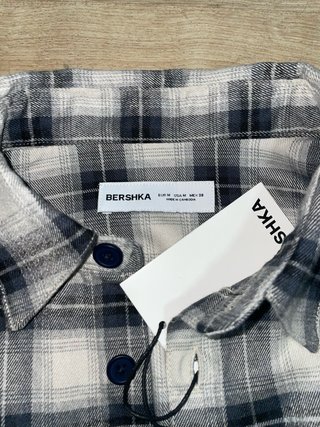 Camisa Cuadros Manga Larga Bershka
