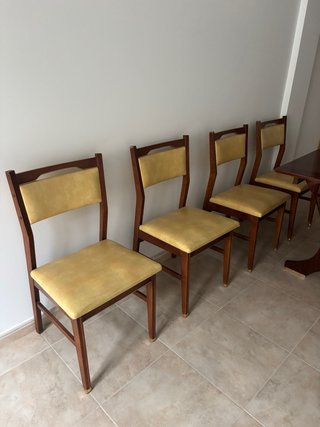 Lote 6 Sillas Madera Tapizadas Amarillo