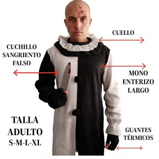Disfraz Terrifier Talla XL Mono Enterizo Payaso