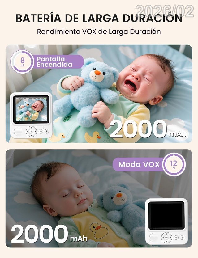 BURNNOVE Vigilabebes Camara/Pantalla 2,8" 300m