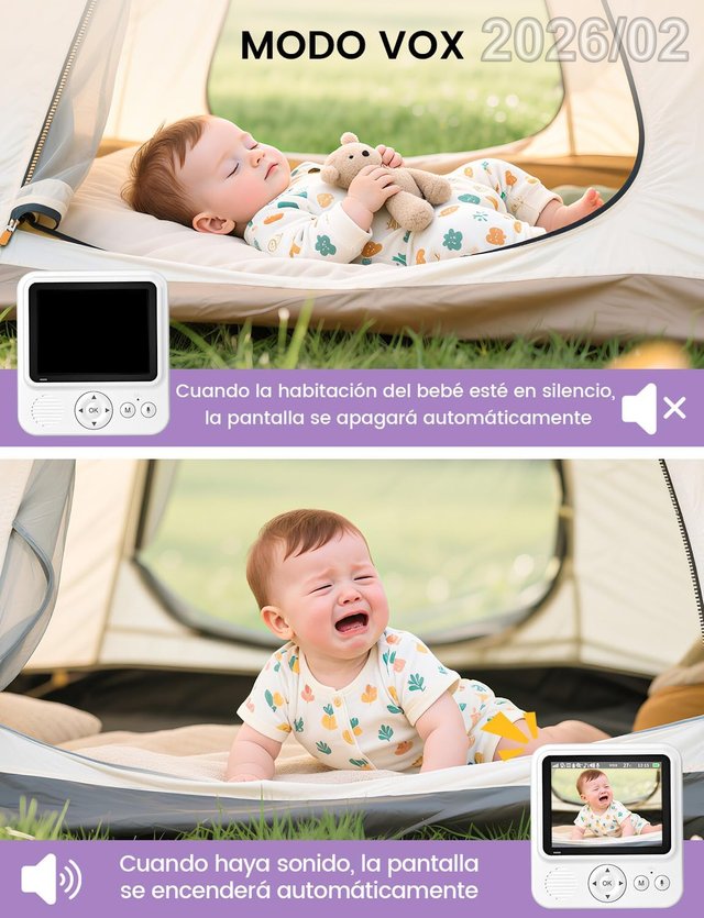 BURNNOVE Vigilabebes Camara/Pantalla 2,8" 300m