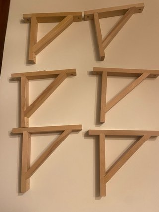 6 escuadras, soportes de baldas de madera
