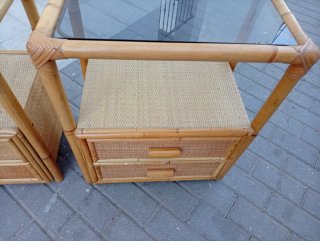 Set de 2 Mesillas de Noche de Mimbre con crista