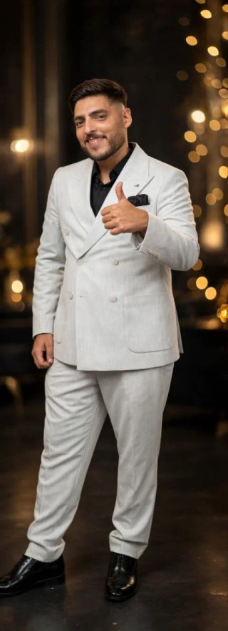Traje de hombre gris y negro
