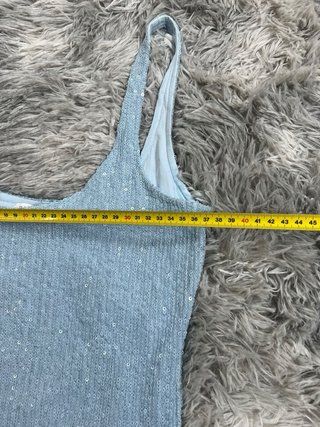 Stradivarius Vestido Lentejuelas – Azul Celeste
