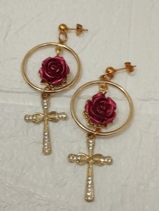 Pendientes de Flamenca con Rosa y Cruz