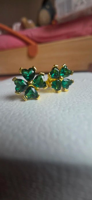 Pendientes Pandora Trébol Verde Suerte Dorado