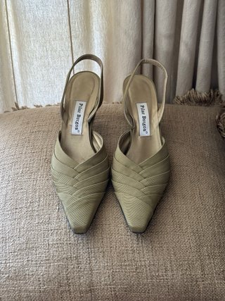 Tacones Pilar Burgos Tela Verde Oliva