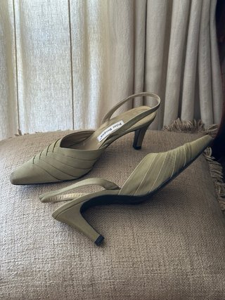 Tacones Pilar Burgos Tela Verde Oliva