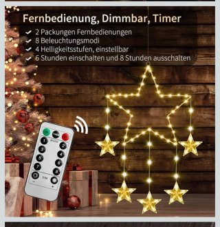 Pack 2 Luces LED Estrellas Navidad