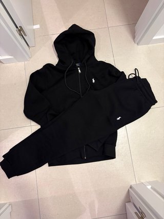 Sudadera y pantalon polo Negro Cremallera