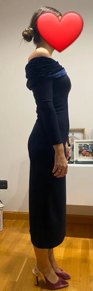 Vestido de fiesta total look azul marimo.