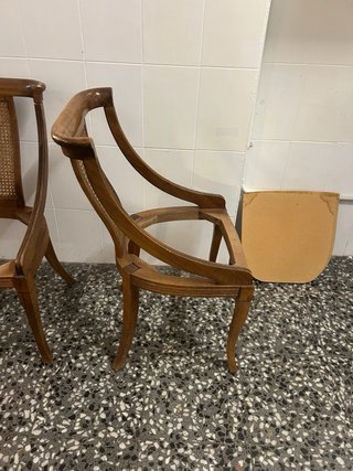 2 Sillas Madera Antiguas Rattan Restauración