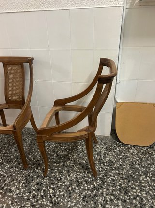 2 Sillas Madera Antiguas Rattan Restauración