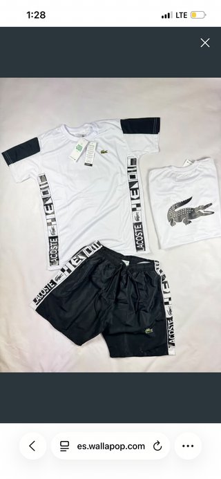 Conjunto Chándal Lacoste Blanco y Negro