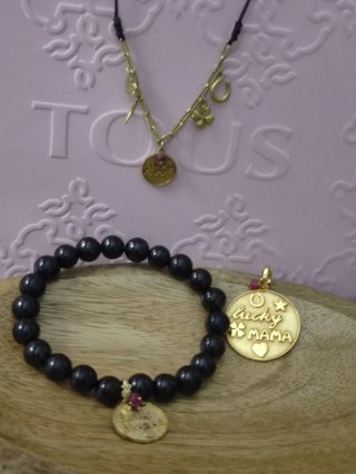 Conjunto Tous Plata Vermeil Rosa