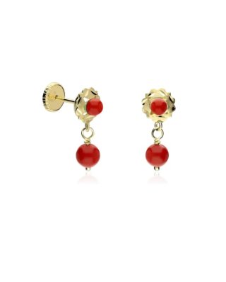 Pendientes corales niña 18k