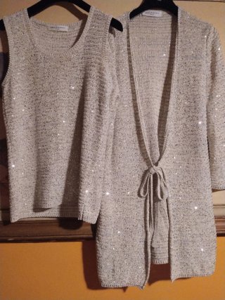 Amina Rubinacci completo seta cotone paillettes