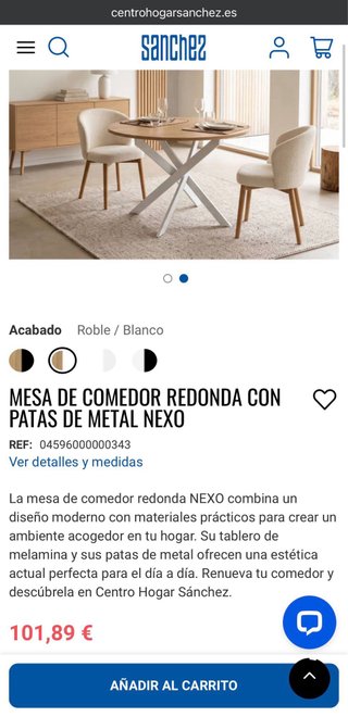 Mesa redonda CHS en acabado roble claro.