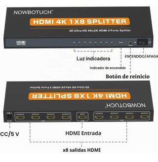 Splitter HDMI 1x8 4K 8 Salidas · Nuevo