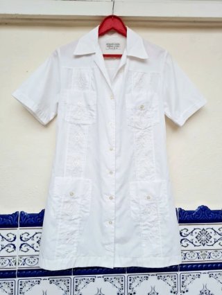 Vestido Guayabera Artesanal Cubano Talla 38/40