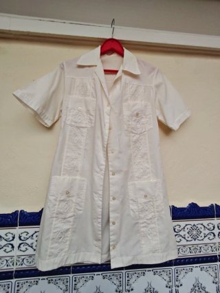 Vestido Guayabera Artesanal Cubano Talla 38/40