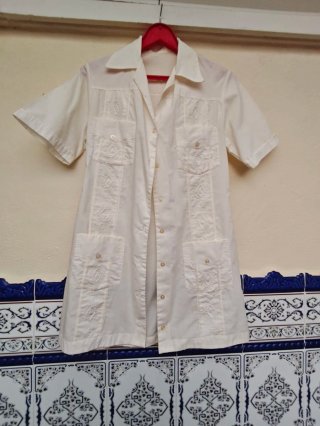 Vestido Guayabera Artesanal Cubano Talla 38/40