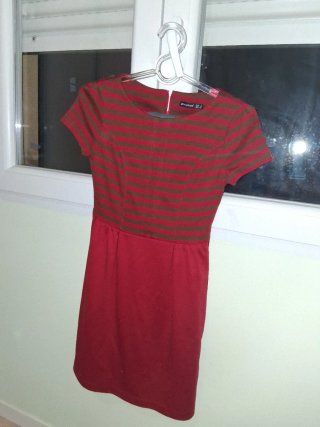 Vestido Atmosphere rayas rojo/marrón T.34/36