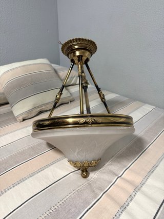 Lámpara de techo vintage latón y vidrio